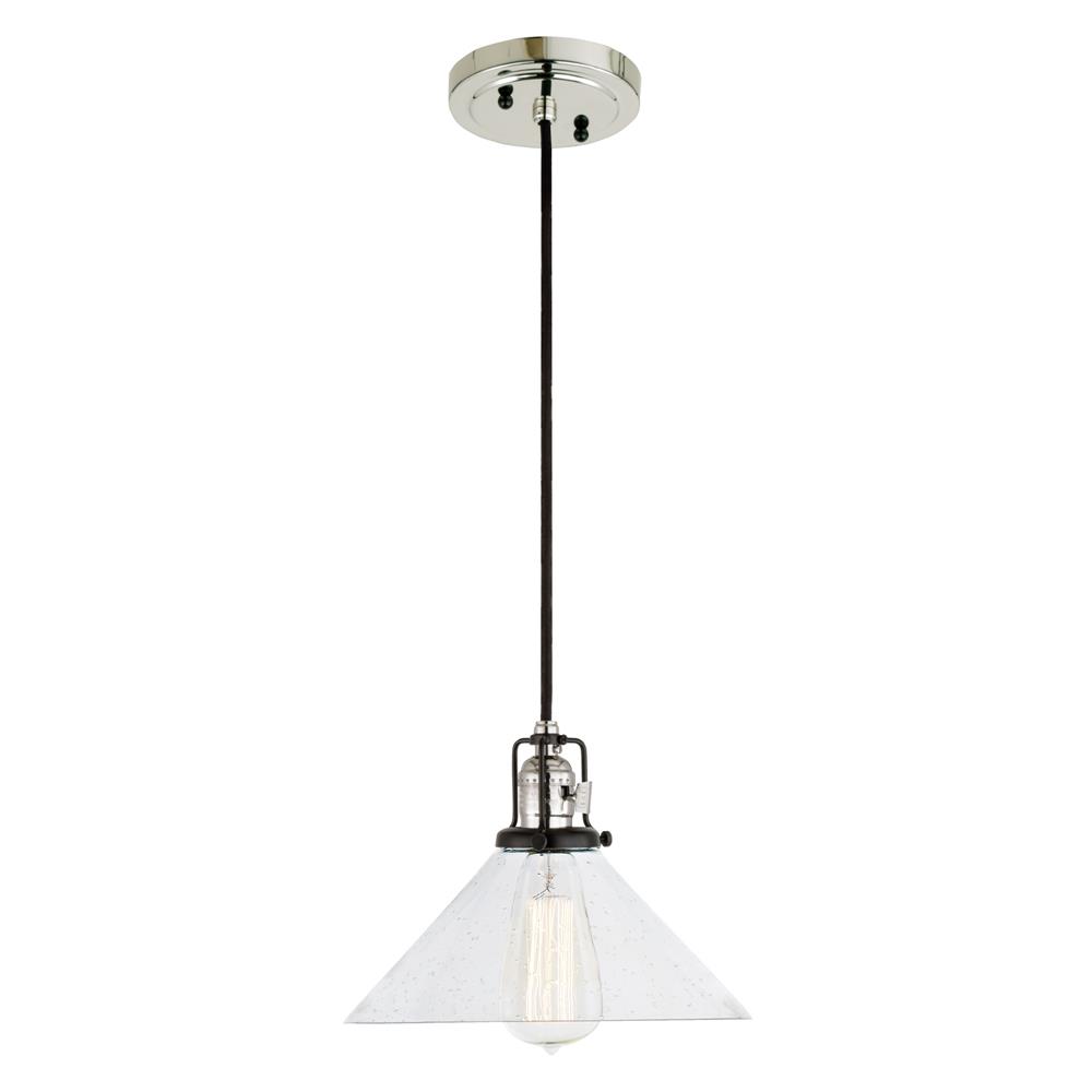 Jvi Designs 1221-15 S2-Cb Nob Hill One Light Clear Bubble Bailey Pendant In Polished Nickel And Black